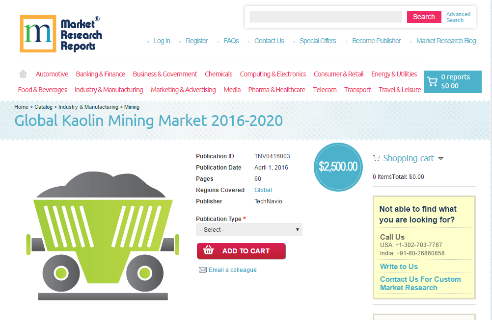 Global Kaolin Mining Market 2016 - 2020