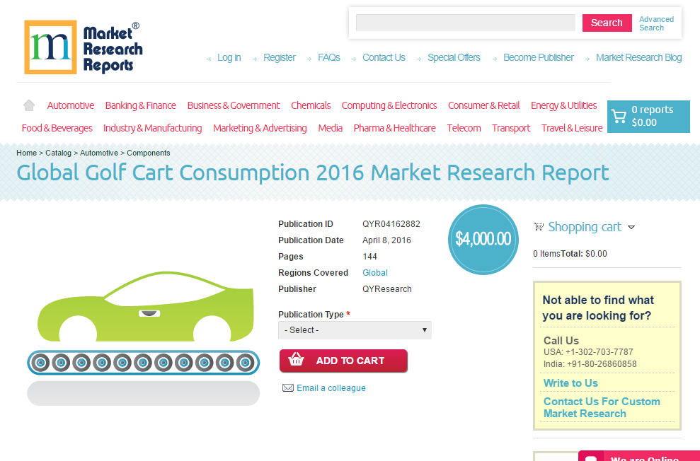 Global Golf Cart Consumption 2016'