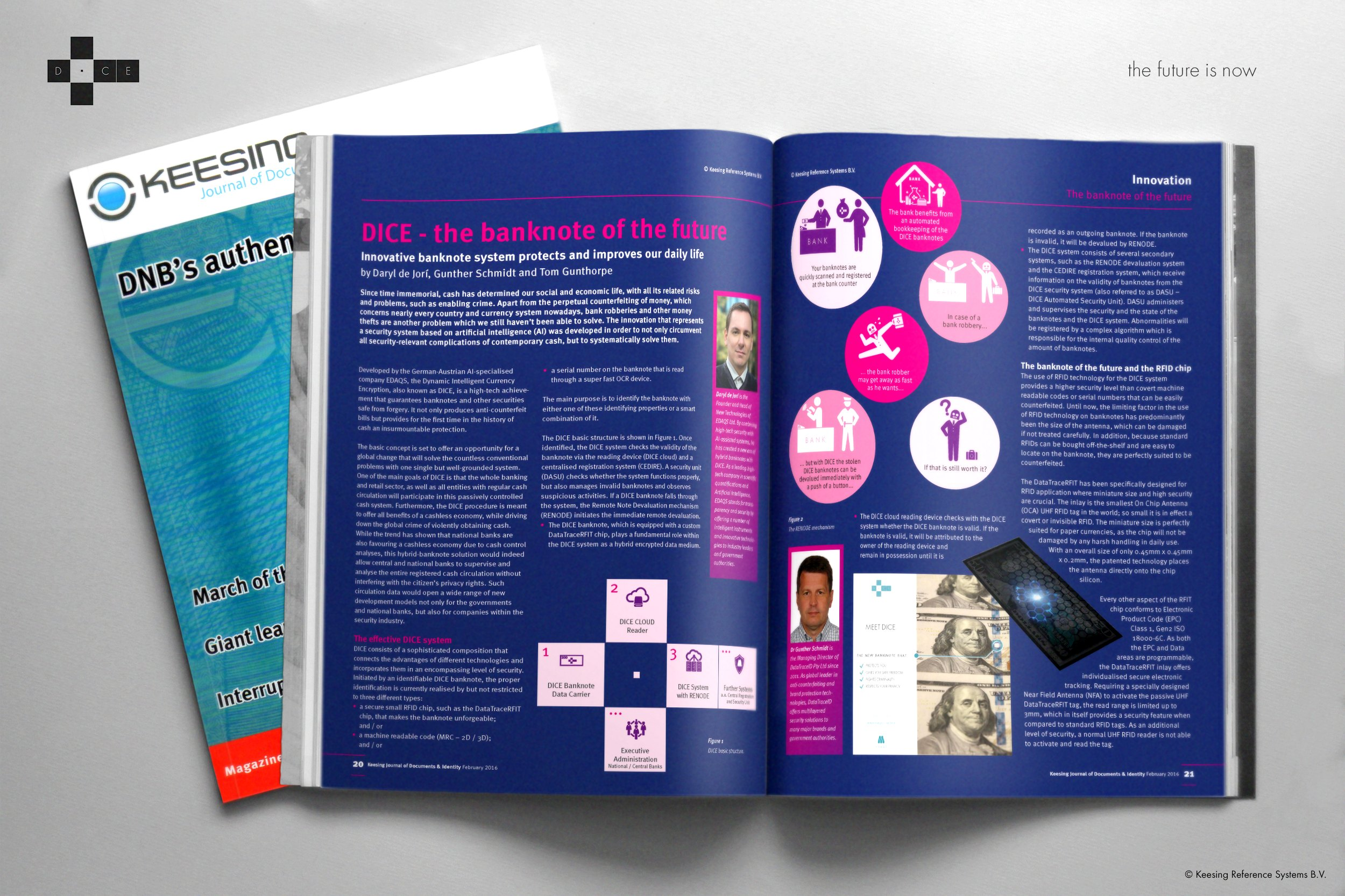 DICE banknote published as an innovation in the Keesing Jour'