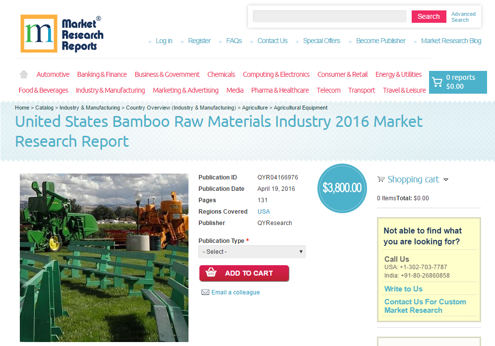 United States Bamboo Raw Materials Industry 2016'