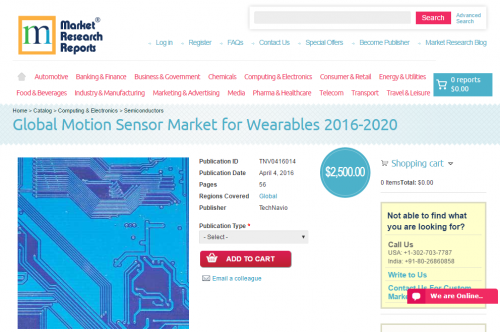 Global Motion Sensor Market for Wearables 2016 - 2020'