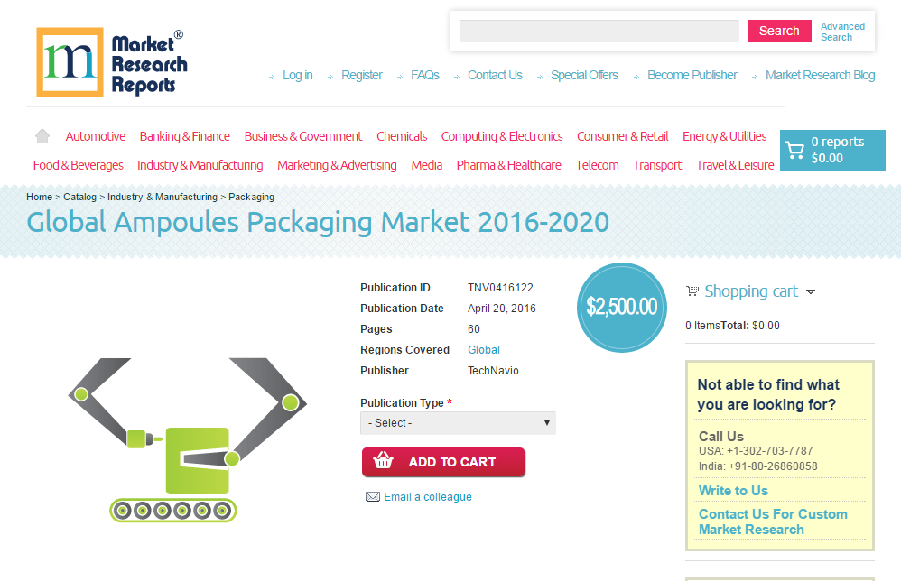 Global Ampoules Packaging Market 2016 - 2020
