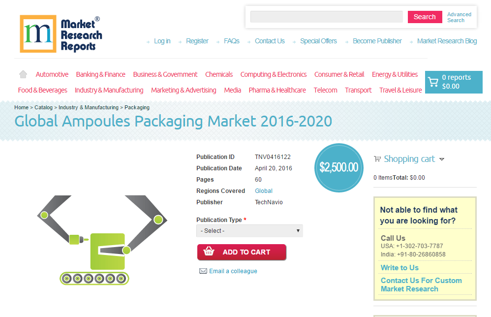 Global Ampoules Packaging Market 2016 - 2020'