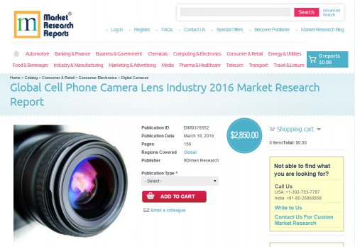 Global Cell Phone Camera Lens Industry 2016'