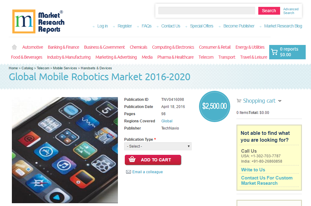 Global Mobile Robotics Market 2016 - 2020'