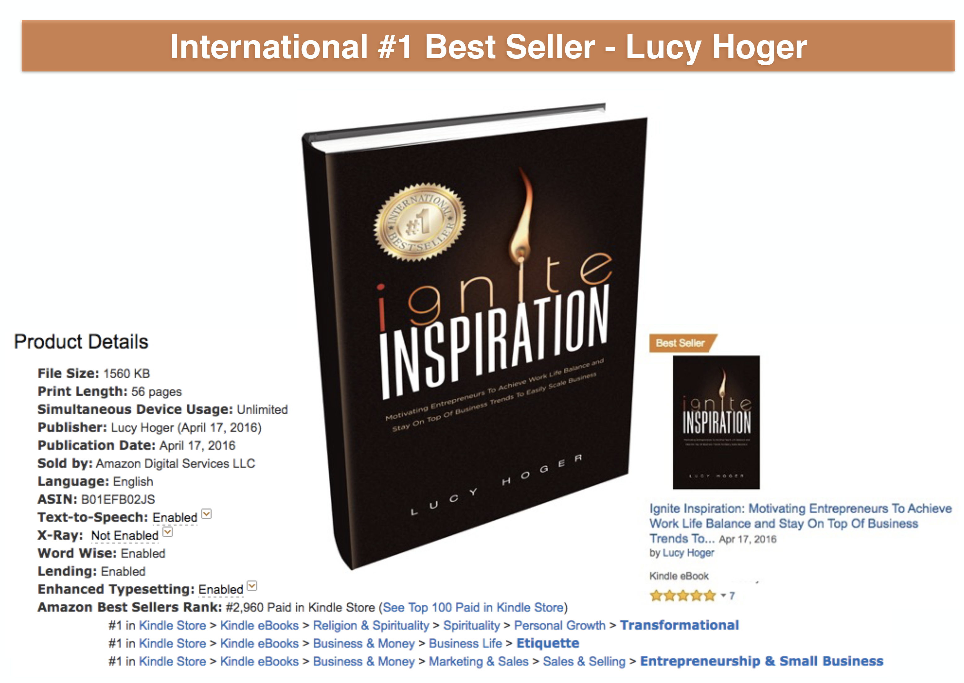 International Best Selling Author - Lucy Hoger