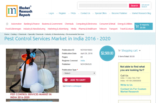 Pest Control Services Market in India 2016 - 2020'