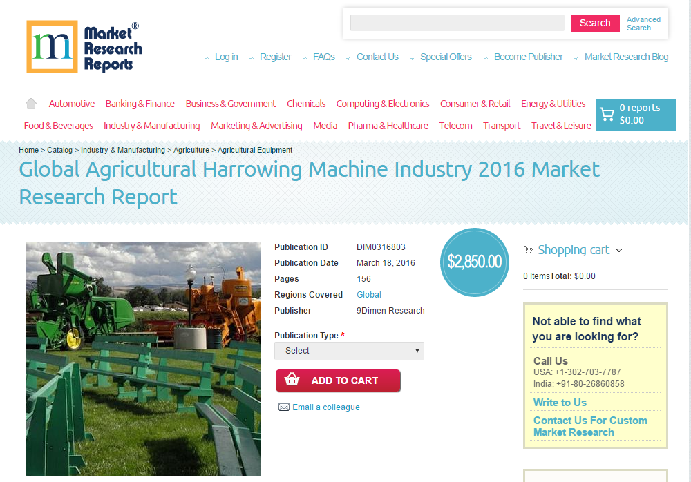 Global Agricultural Harrowing Machine Industry 2016