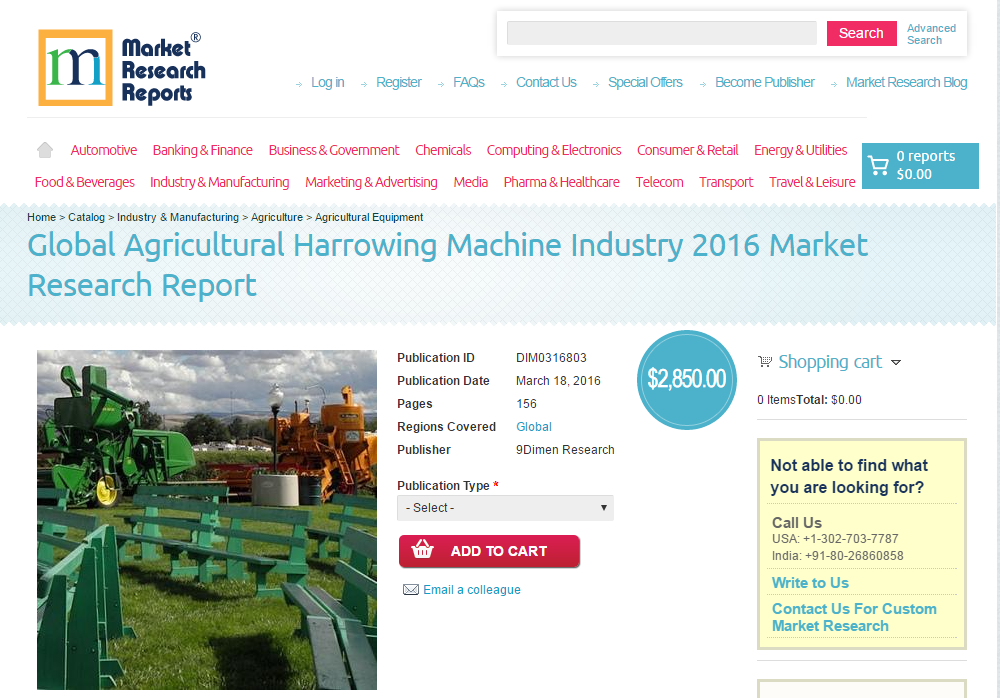 Global Agricultural Harrowing Machine Industry 2016'