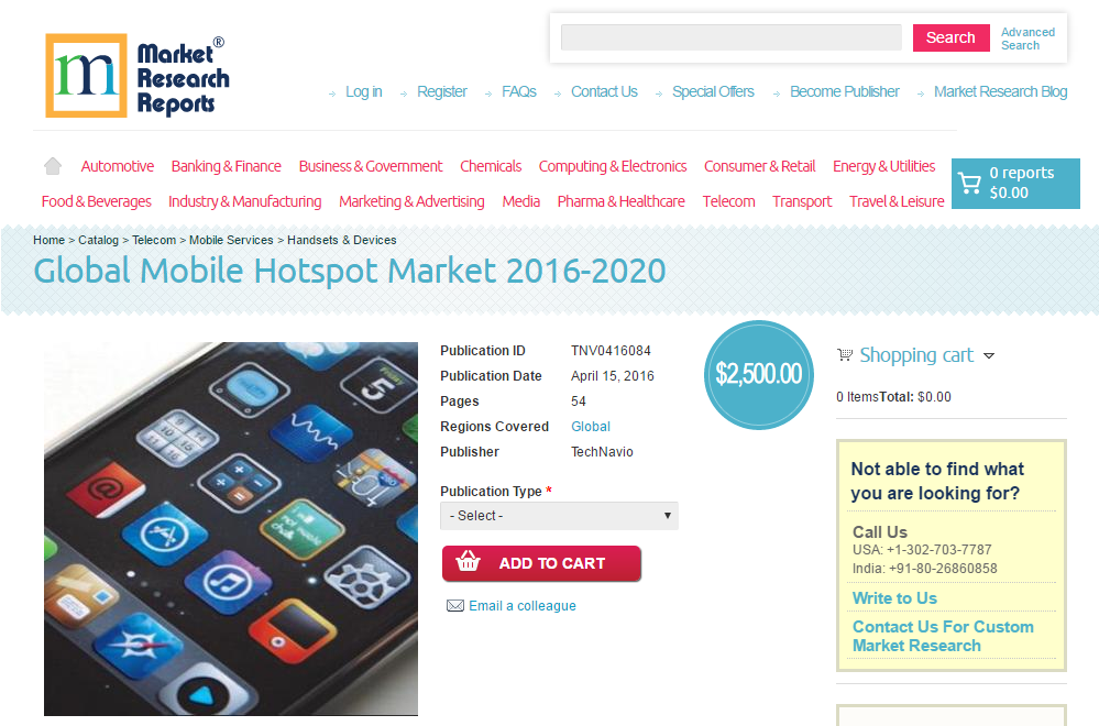 Global Mobile Hotspot Market 2016-2020'