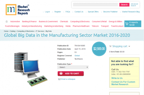 Global Big Data in the Manufacturing Sector Market 2016-2020'
