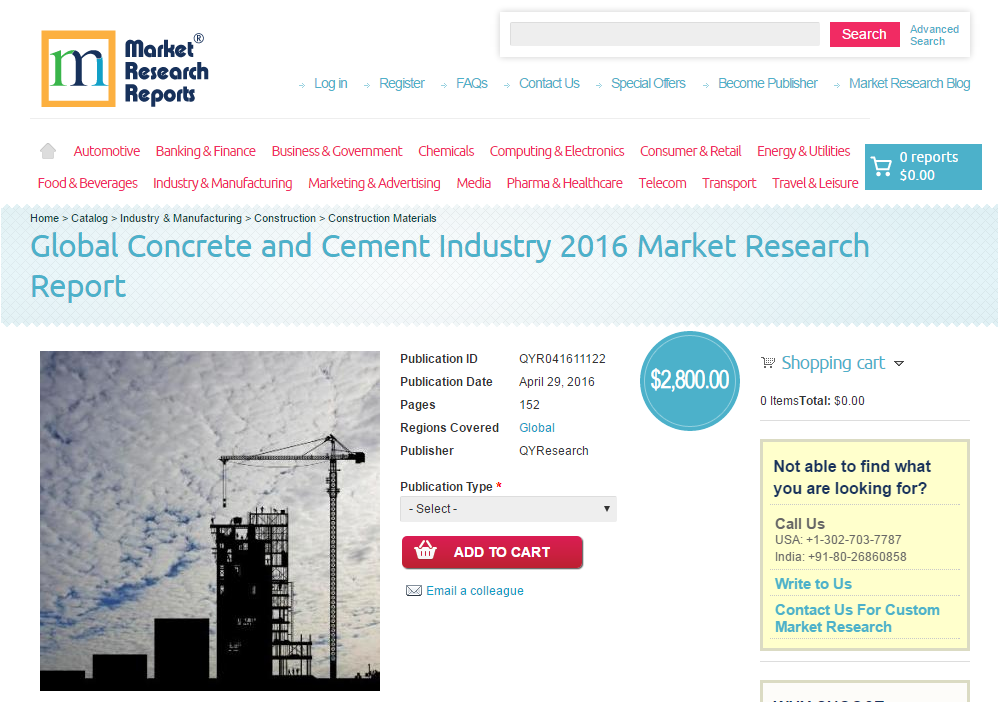Global Concrete and Cement Industry 2016