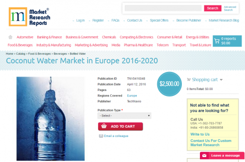 Coconut Water Market in Europe 2016 - 2020'