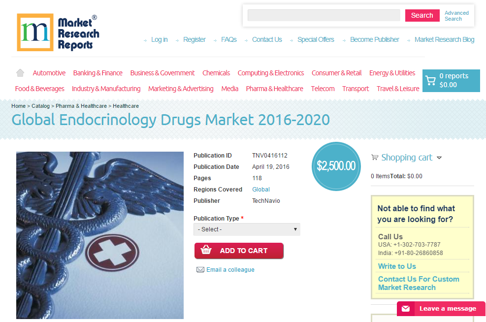 Global Endocrinology Drugs Market 2016 - 2020