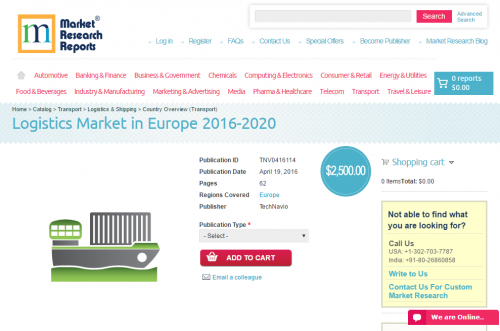 Logistics Market in Europe 2016 - 2020'