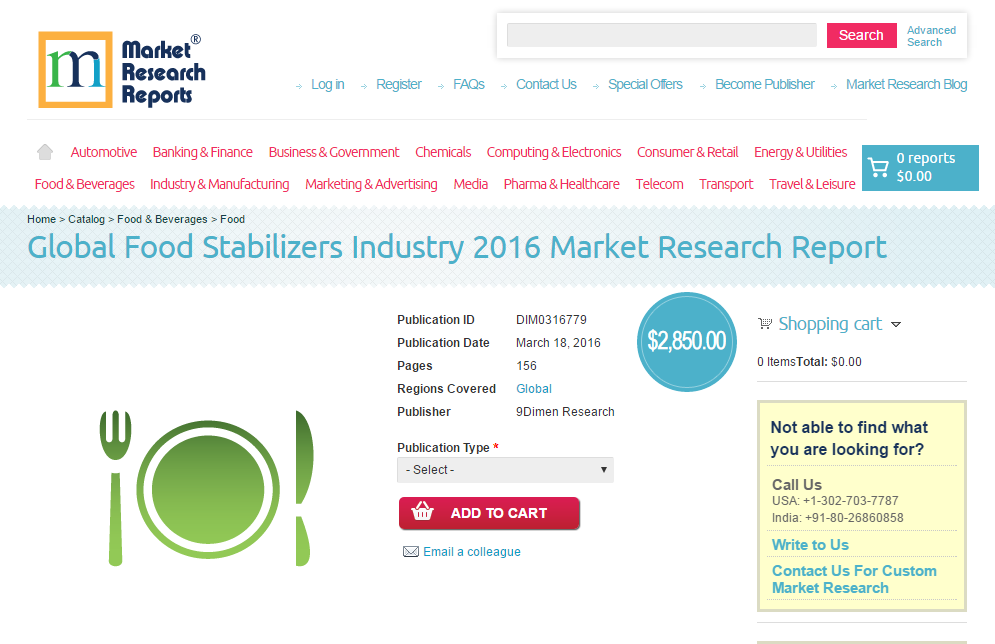 Global Food Stabilizers Industry 2016