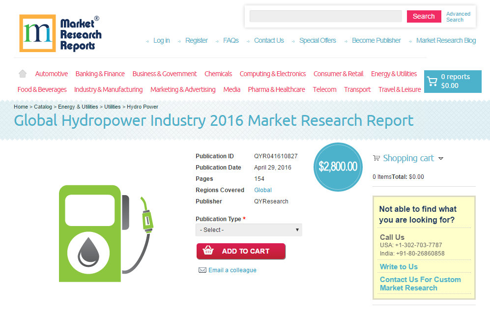 Global Hydropower Industry 2016'