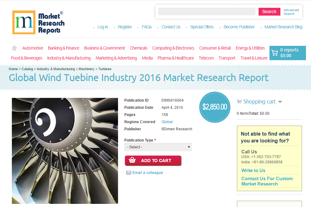 Global Wind Tuebine Industry 2016