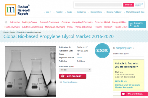 Global Bio-based Propylene Glycol Market 2016 - 2020'