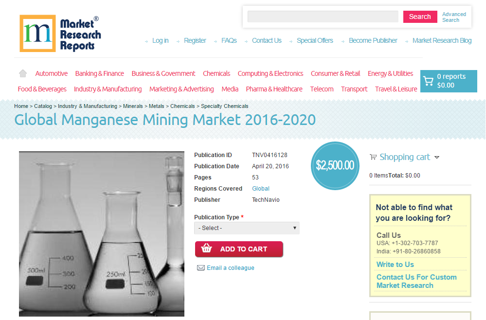 Global Manganese Mining Market 2016-2020