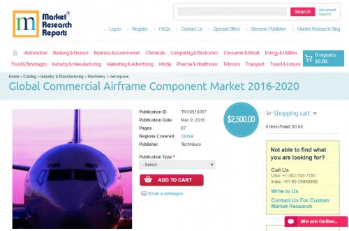 Global Commercial Airframe Component Market 2016 - 2020'