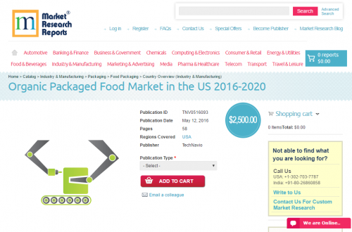 Organic Packaged Food Market in the US 2016 - 2020'