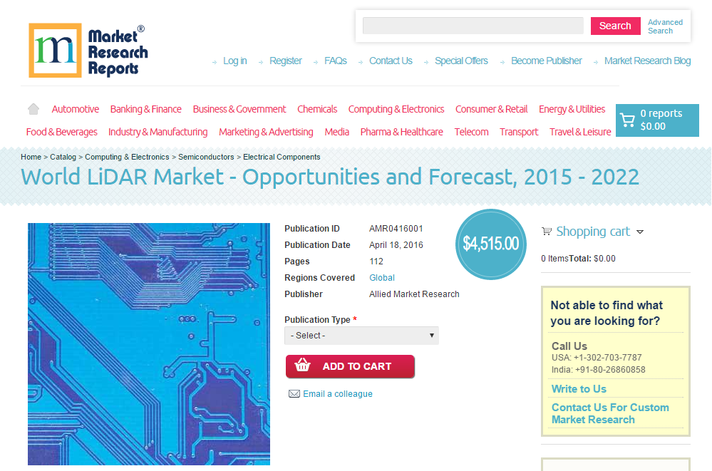 World LiDAR Market - Opportunities and Forecast, 2015 - 2022'