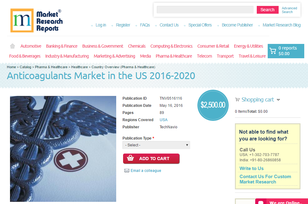 Anticoagulants Market in the US 2016 - 2020'