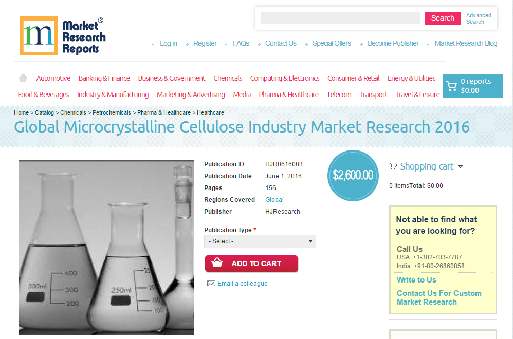 Global Microcrystalline Cellulose Industry Market Research'