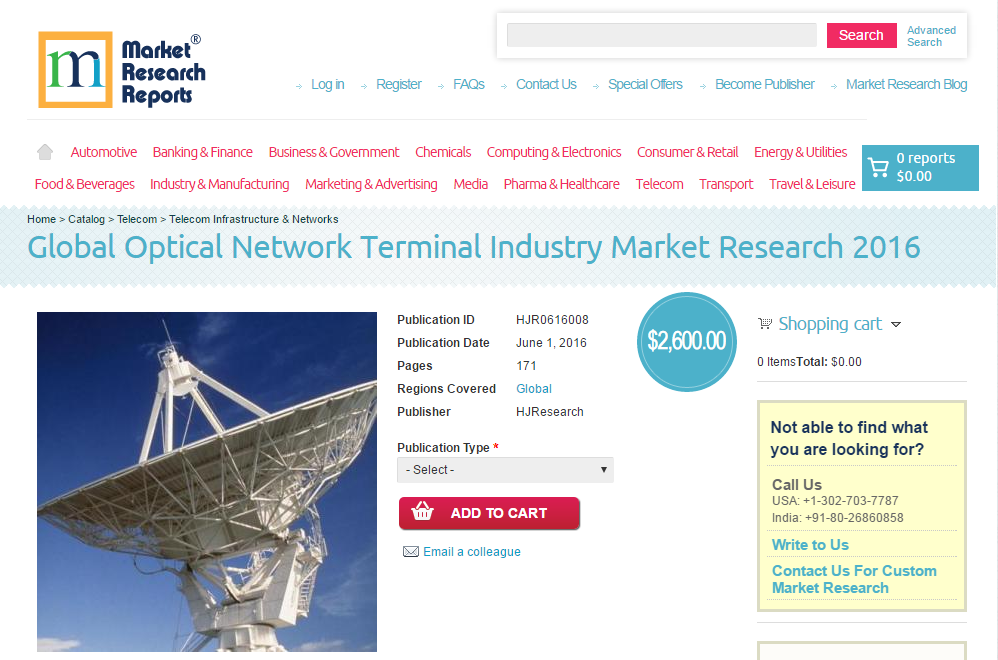 Global Optical Network Terminal Industry Market Research