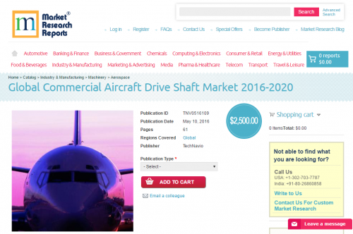 Global Commercial Aircraft Drive Shaft Market 2016 - 2020'