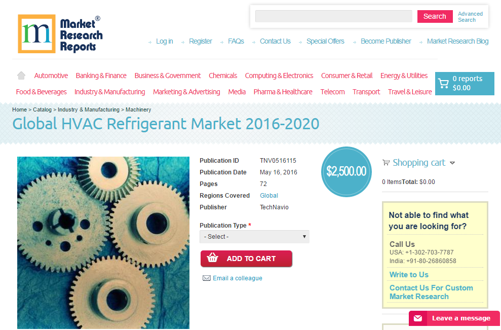 Global HVAC Refrigerant Market 2016 - 2020