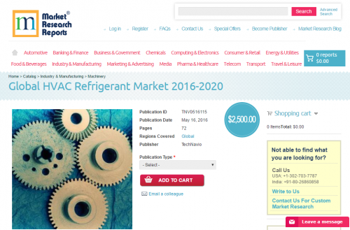 Global HVAC Refrigerant Market 2016 - 2020'