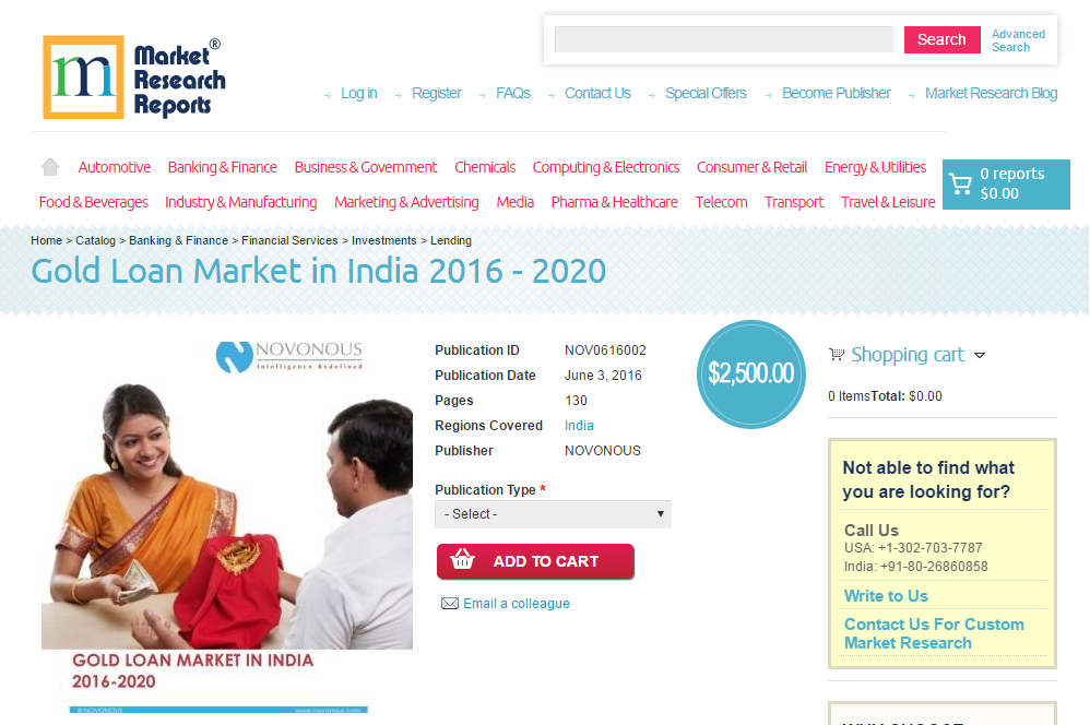 Gold Loan Market in India 2016 - 2020'