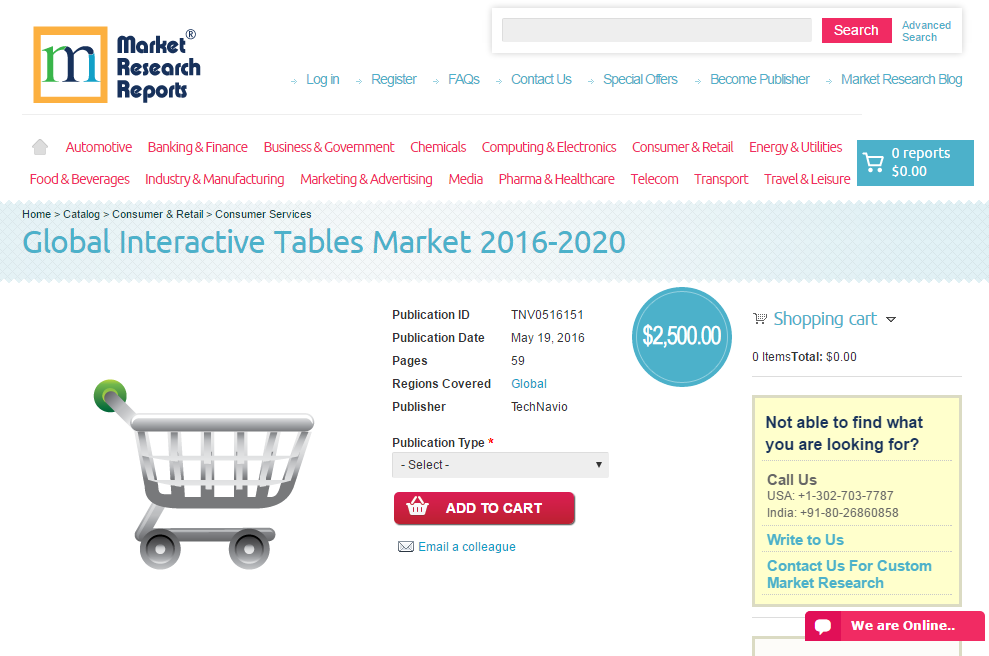 Global Interactive Tables Market 2016 - 2020'
