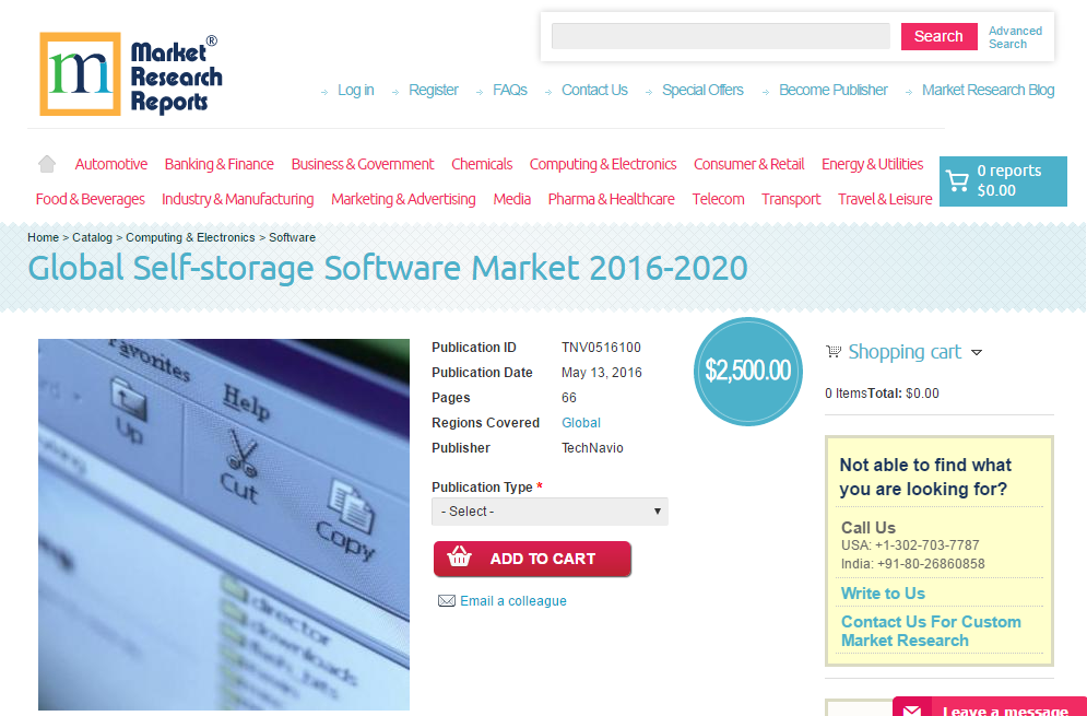 Global Self-storage Software Market 2016 - 2020'