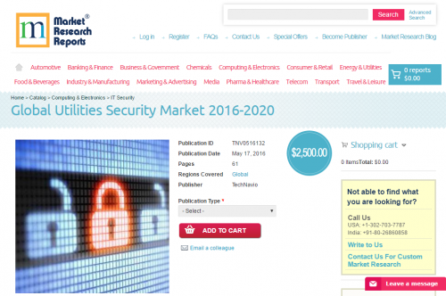 Global Utilities Security Market 2016 - 2020'