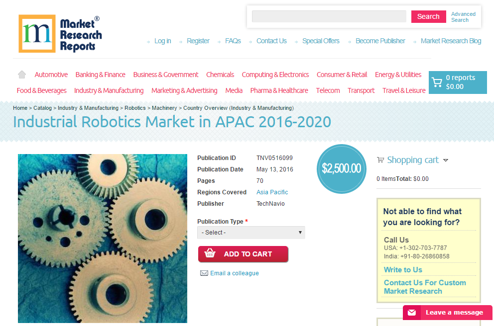 Industrial Robotics Market in APAC 2016 - 2020