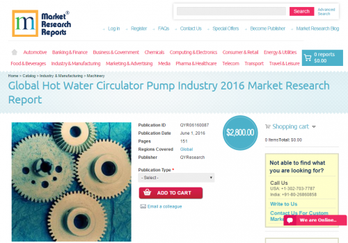 Global Hot Water Circulator Pump Industry 2016'
