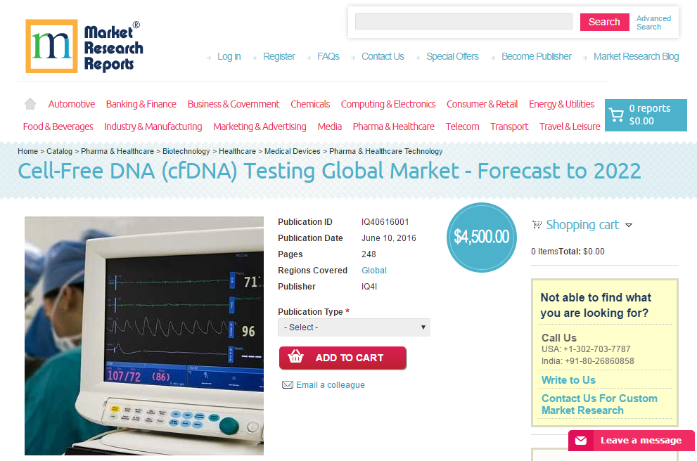 Cell-Free DNA (cfDNA) Testing Global Market - Forecast to 20'