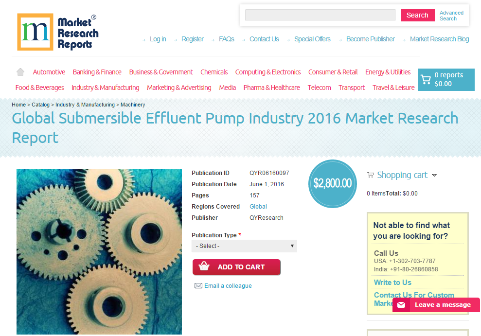 Global Submersible Effluent Pump Industry 2016