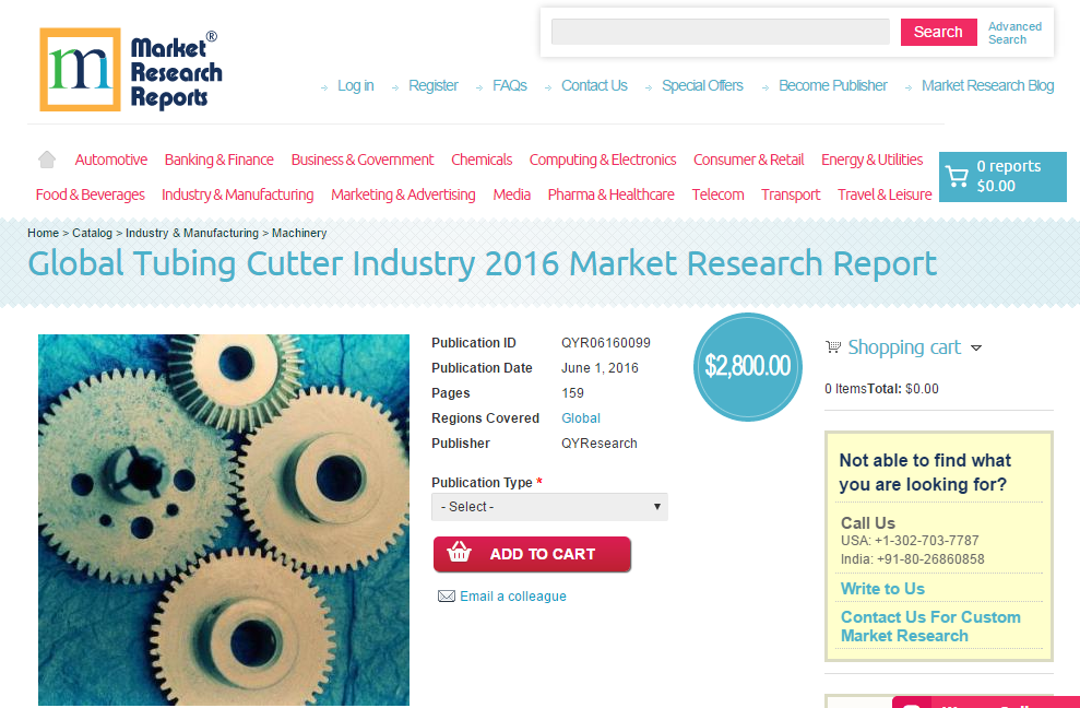 Global Tubing Cutter Industry 2016 Market Research Report