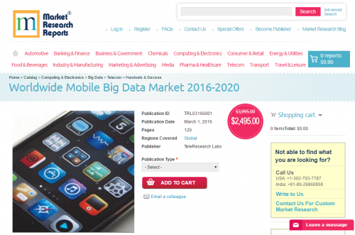 Worldwide Mobile Big Data Market 2016 - 2020'