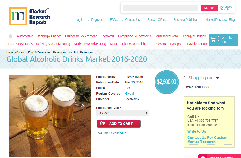 Global Alcoholic Drinks Market 2016 - 2020