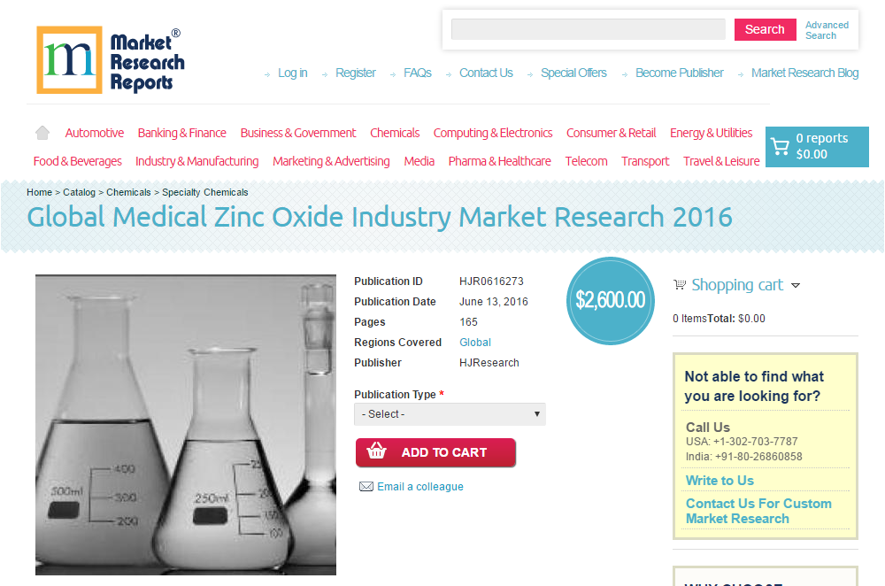 Global Medical Zinc Oxide Industry Market Research 2016'
