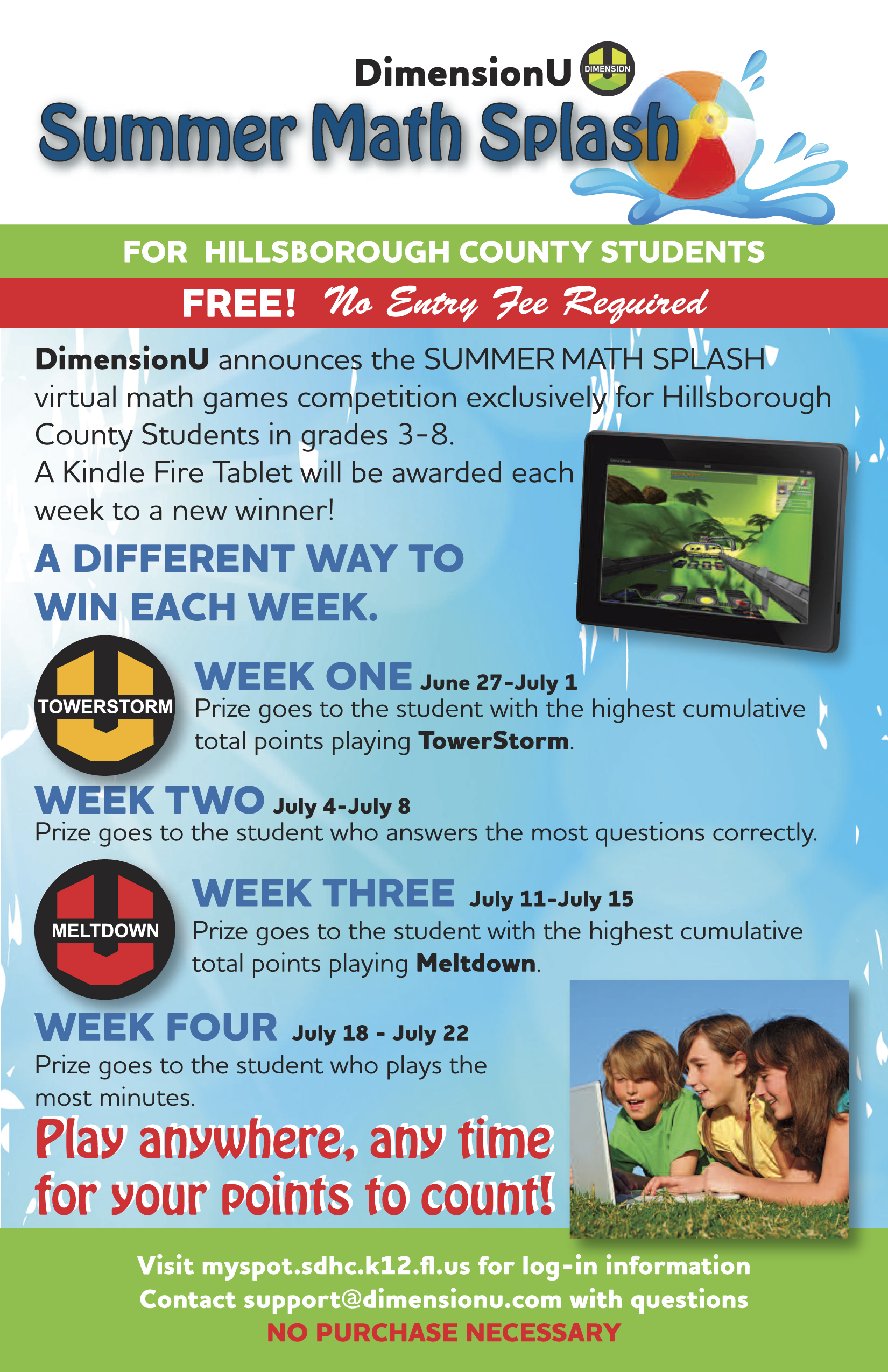 2016 Summer Math Splash Flyer
