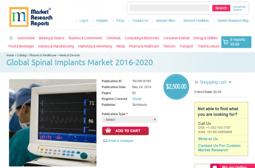 Global Spinal Implants Market 2016 - 2020'