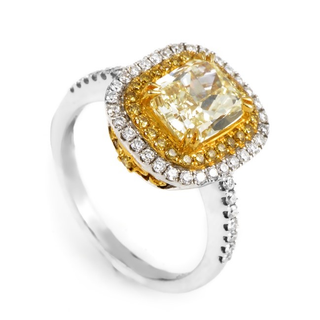 Multi-Gold Light Fancy Yellow Diamond Engagement Ring
