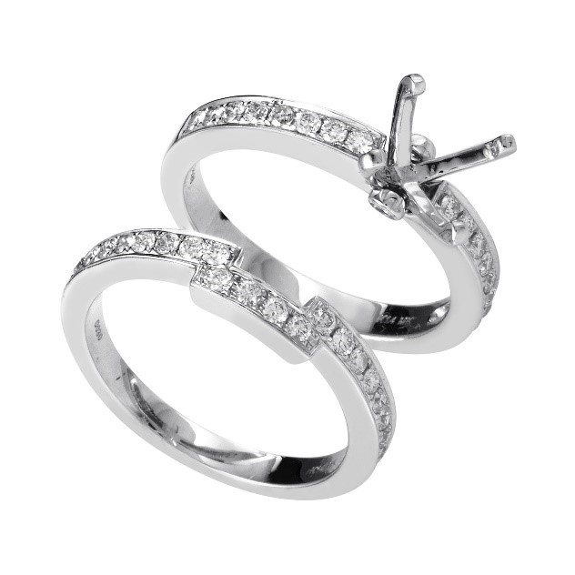 White Gold Diamond Bridal Mounting Set