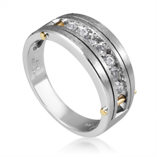 Multi-Tone Gold Diamond Band Ring'